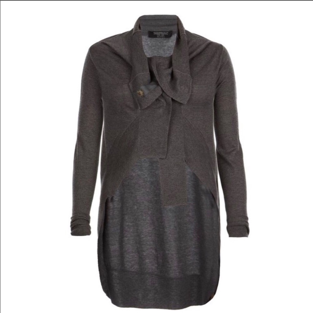 AllSaints Black High Low Escape Cardigan Wool 2